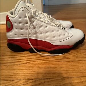 Nike White and Red High-Top Basketball Sneakers